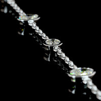 14K White Gold Station Necklace with Bezel Set Oval and Brilliant Cut Lab Diamonds - 4.26 Carat Total Weight - Covaloro Fine Jewelry
