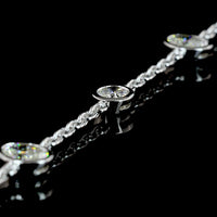 14K White Gold Station Necklace with Bezel Set Oval and Brilliant Cut Lab Diamonds - 4.26 Carat Total Weight - Covaloro Fine Jewelry