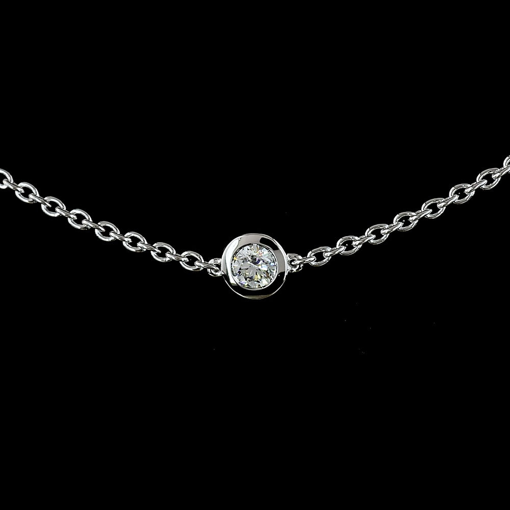 14K White Gold Station Necklace with Bezel-Set Round Lab Diamonds - 1.97 Carat Total Diamond Weight - Covaloro Fine Jewelry