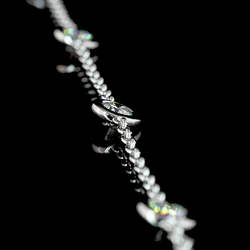 14K White Gold Station Necklace with Bezel-Set Round Lab Diamonds - 1.97 Carat Total Diamond Weight - Covaloro Fine Jewelry