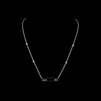 14K White Gold Station Necklace with Bezel Set Round Lab Diamonds and Geometric Bar Pendant - 0.42 Carat Total Diamond Weight - Covaloro Fine Jewelry