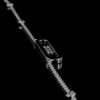 14K White Gold Station Necklace with Bezel Set Round Lab Diamonds and Geometric Bar Pendant - 0.42 Carat Total Diamond Weight - Covaloro Fine Jewelry