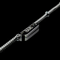14K White Gold Station Necklace with Bezel Set Round Lab Diamonds and Geometric Bar Pendant - 0.42 Carat Total Diamond Weight - Covaloro Fine Jewelry