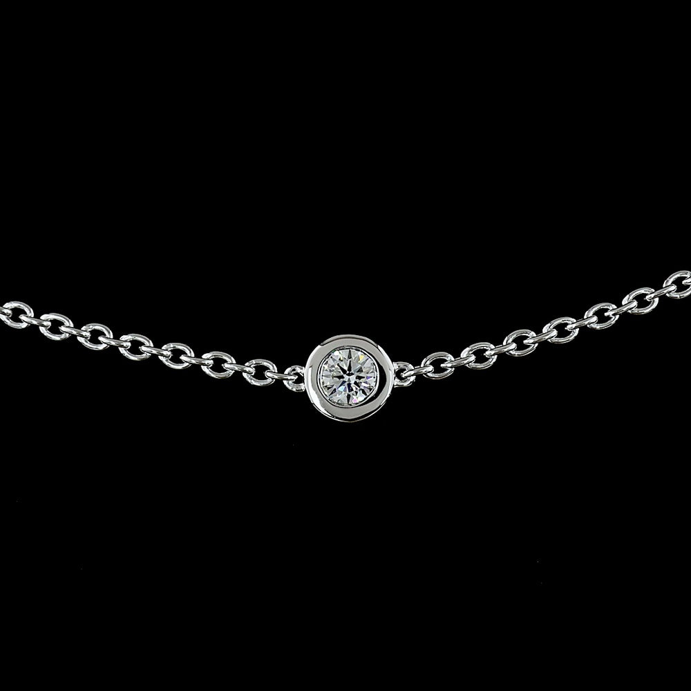 14K White Gold Station Necklace with Bezel Set Round Lab-Grown Diamonds - 1.53 Total Carat Weight (E-F Color, VS2 Clarity) - Covaloro Fine Jewelry