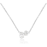14K White Gold Station Necklace with Prong Set Oval Diamonds - 0.32 Carat Total Diamond Weight - Royal Jewelry