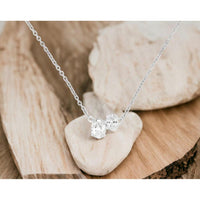 14K White Gold Station Necklace with Prong Set Oval Diamonds - 0.32 Carat Total Diamond Weight - Royal Jewelry