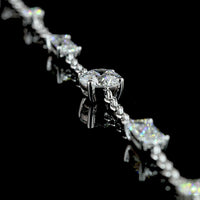 14K White Gold Station Necklace with Prong Set Round and Baguette Lab Diamonds - 4.14 Carat Total Weight - Covaloro Fine Jewelry