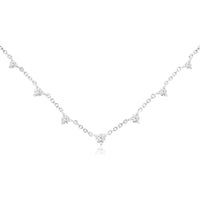 14K White Gold Station Necklace with Round Brilliant Cut Diamonds in Four-Prong Settings - 0.38 Carat Total Diamond Weight - Royal Jewelry