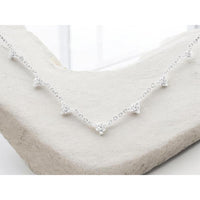 14K White Gold Station Necklace with Round Brilliant Cut Diamonds in Four-Prong Settings - 0.38 Carat Total Diamond Weight - Royal Jewelry