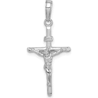 14K White Gold Stick Style Crucifix Pendant - Rhodium Plated, 30mm Length by Oro Pregiato