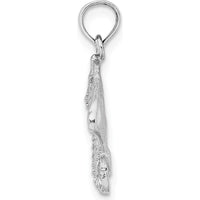 14K White Gold Stingray Charm Pendant with Textured Detailing by Oro Pregiato
