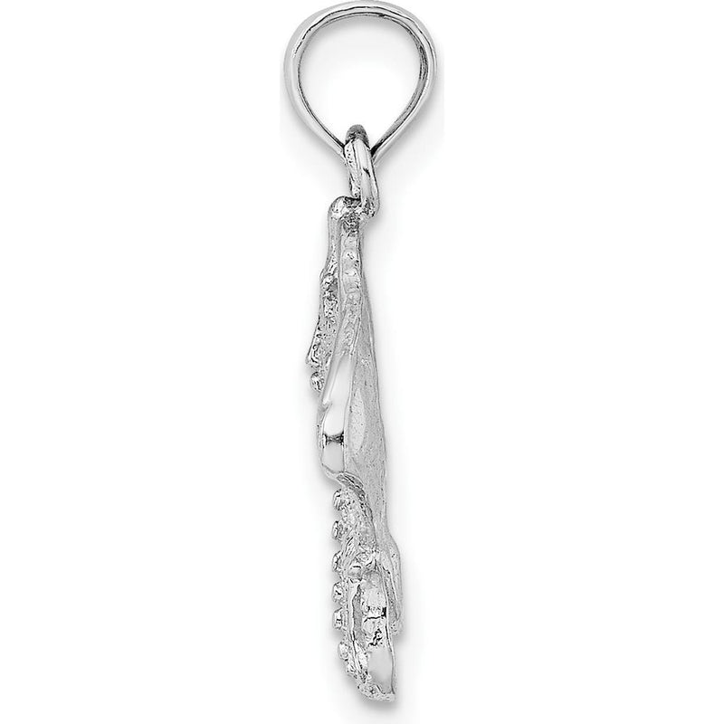14K White Gold Stingray Charm Pendant with Textured Detailing by Oro Pregiato