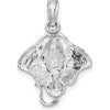14K White Gold Stingray Charm Pendant with Textured Detailing by Oro Pregiato