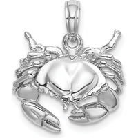 14K White Gold Stone Crab Charm with Polished Finish and Rhodium Plating by Oro Pregiato
