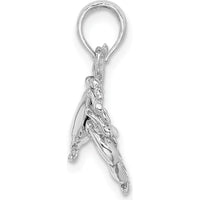 14K White Gold Stone Crab Charm with Polished Finish and Rhodium Plating by Oro Pregiato