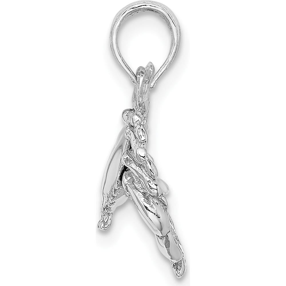14K White Gold Stone Crab Charm with Polished Finish and Rhodium Plating by Oro Pregiato