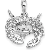 14K White Gold Stone Crab Charm with Polished Finish and Rhodium Plating by Oro Pregiato