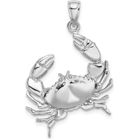14K White Gold Stone Crab Pendant with Rhodium Plating - 34mm by Oro Pregiato