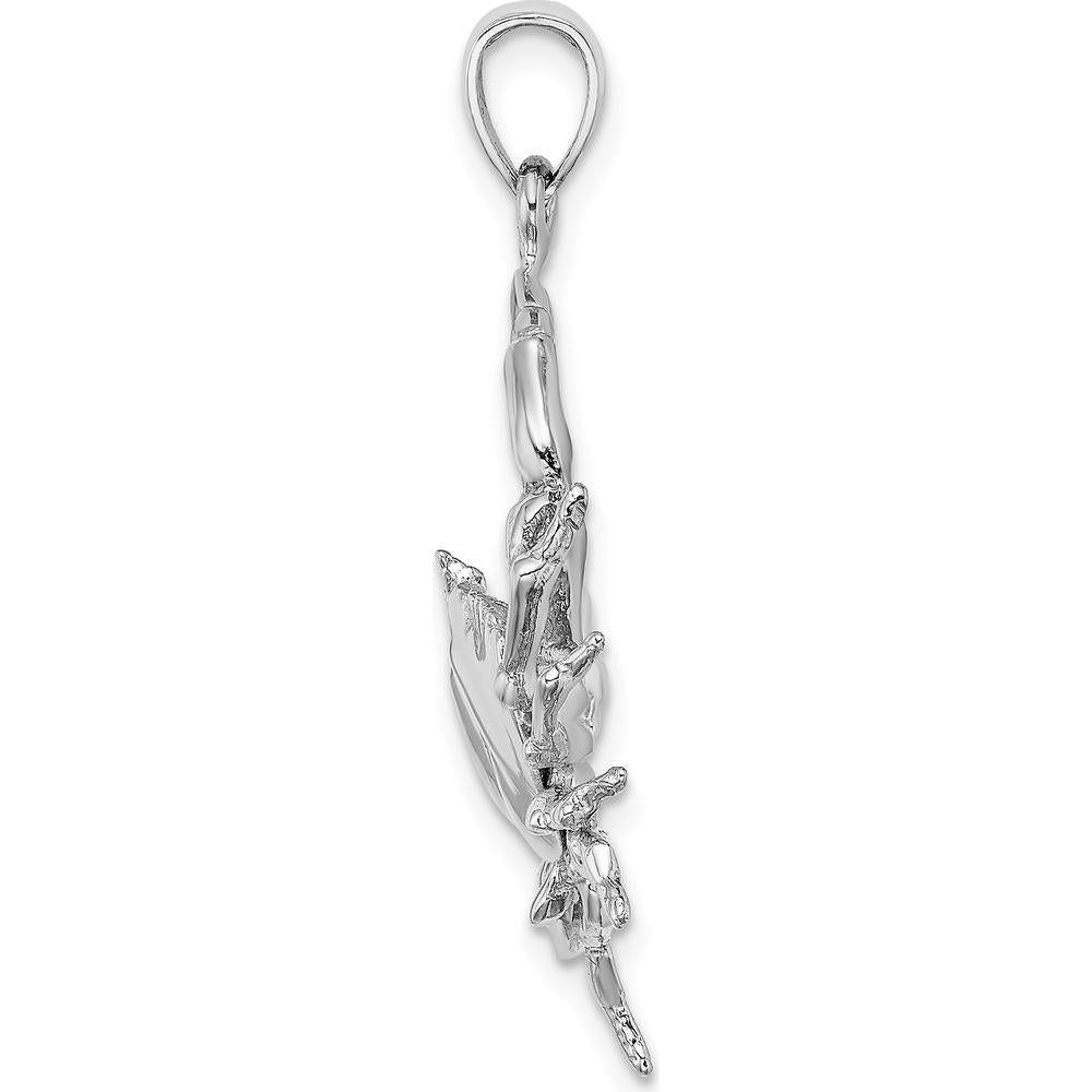 14K White Gold Stone Crab Pendant with Rhodium Plating - 34mm by Oro Pregiato