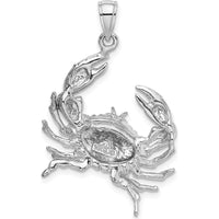 14K White Gold Stone Crab Pendant with Rhodium Plating - 34mm by Oro Pregiato