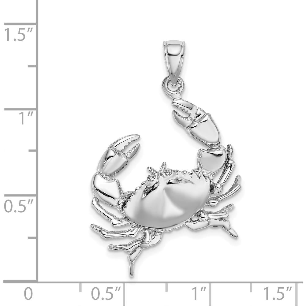 14K White Gold Stone Crab Pendant with Rhodium Plating - 34mm by Oro Pregiato