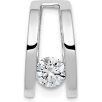 14K White Gold Stone Slide Mounting for 6mm to 8mm Omega - Polished Finish with Rhodium Plating by Oro Pregiato