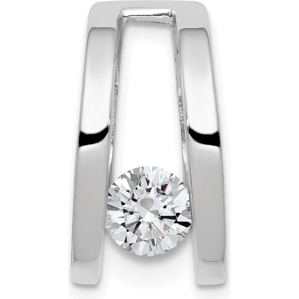 14K White Gold Stone Slide Mounting for 6mm to 8mm Omega - Polished Finish with Rhodium Plating by Oro Pregiato