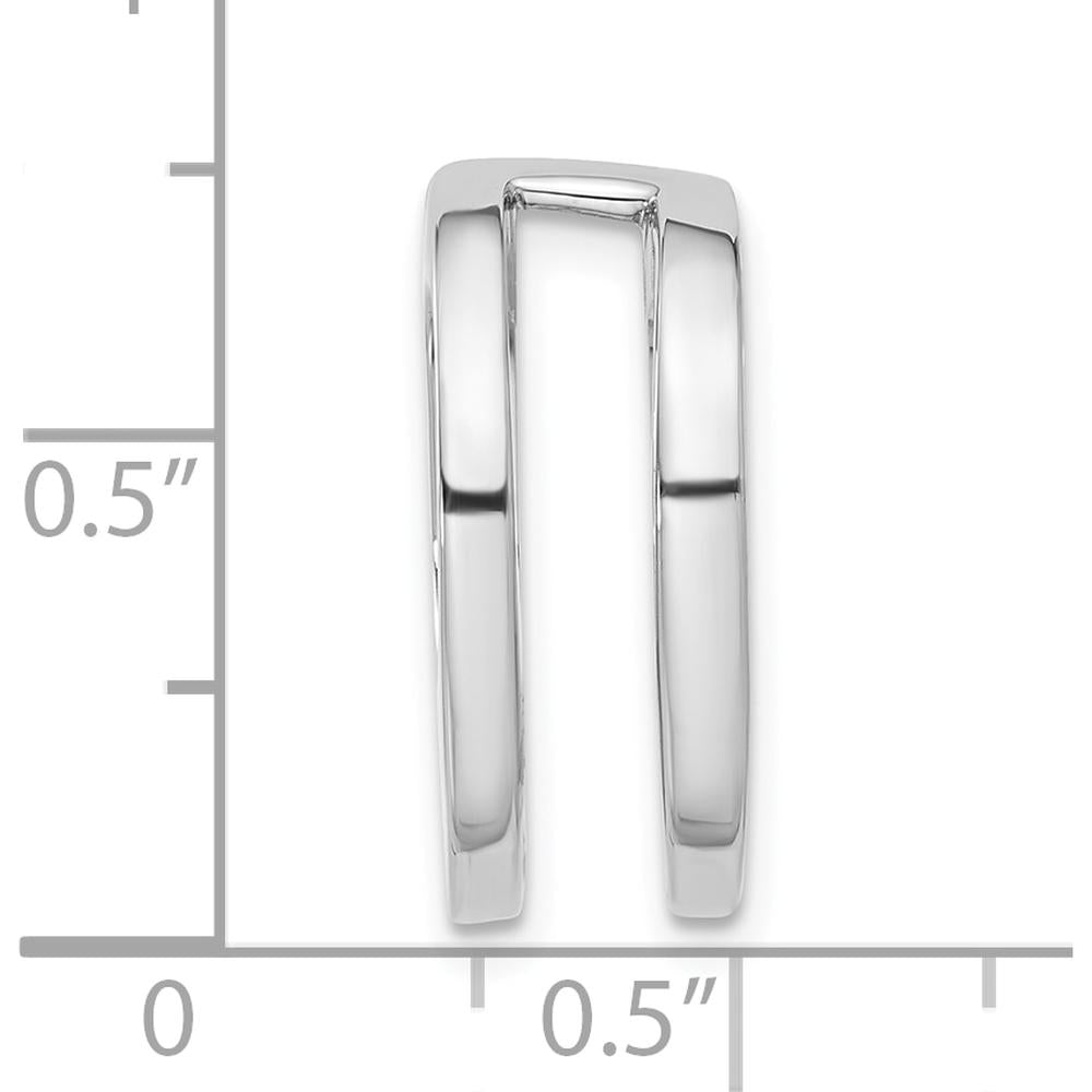 14K White Gold Stone Slide Mounting for 6mm to 8mm Omega - Polished Finish with Rhodium Plating by Oro Pregiato