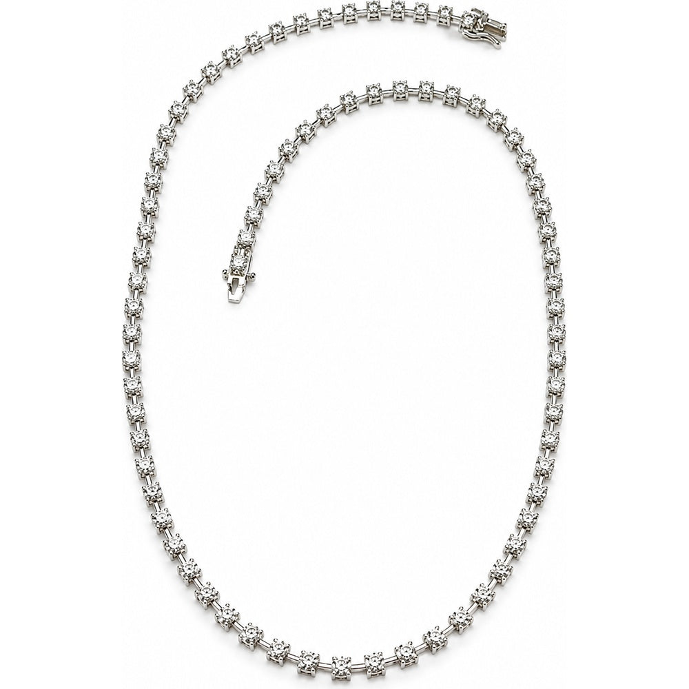 14K White Gold Straight Tennis Necklace with 4-Prong Set Round Lab-Grown Diamonds - 10.65 Carat Total Diamond Weight by Auriventus