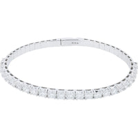 14K White Gold Stretch Bangle with Round Lab Grown Diamonds - 5.00 Carat Total Diamond Weight