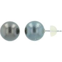 14K White Gold Stud Earrings with 11-11.6mm Round Pearls
