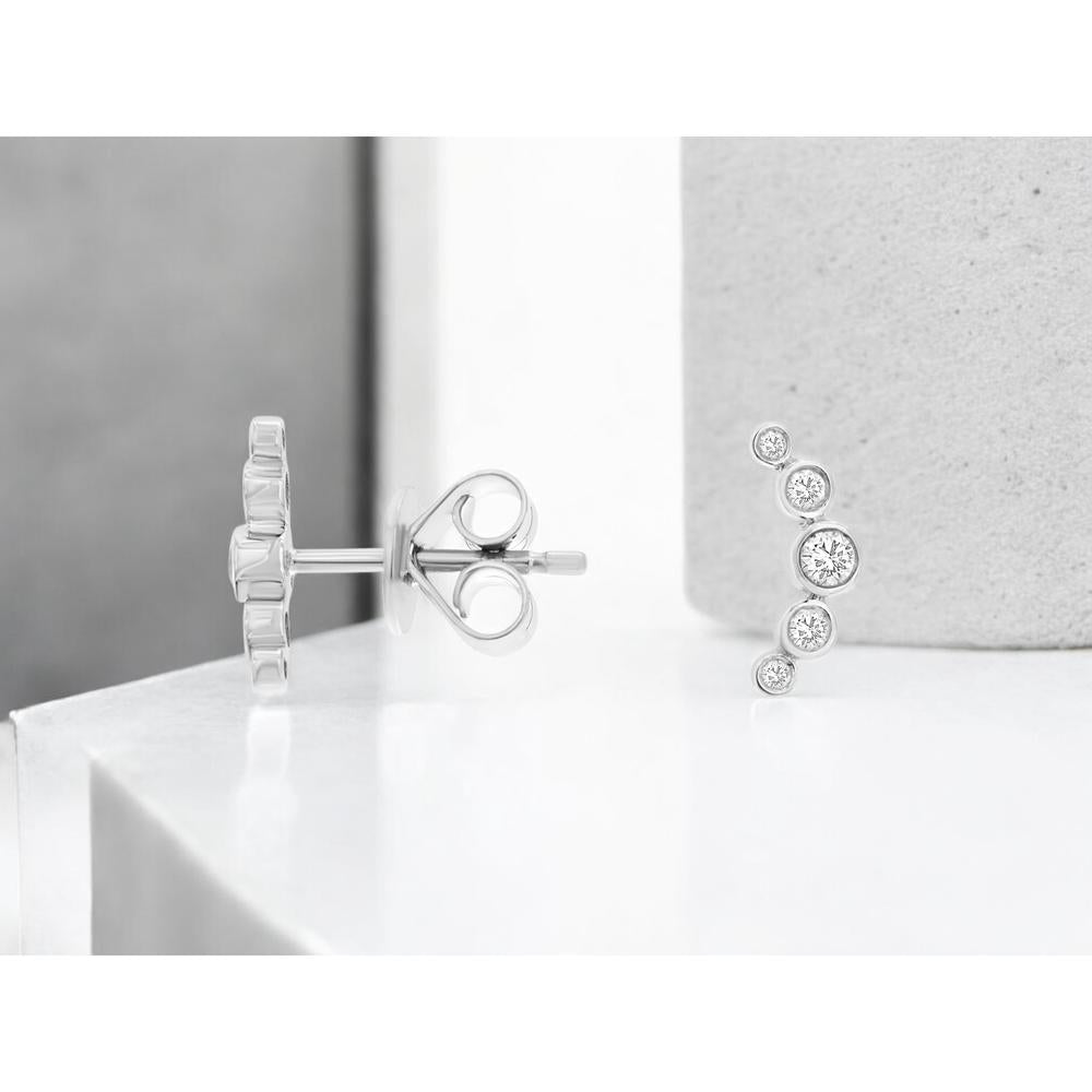 14K White Gold Stud Earrings with 5 Round Brilliant-Cut Diamonds - 0.15 Carats Total Diamond Weight