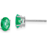 14K White Gold Stud Earrings with Oval Emeralds - 0.42 Carat Total Carat Weight by Monteluci Fine Jewelry