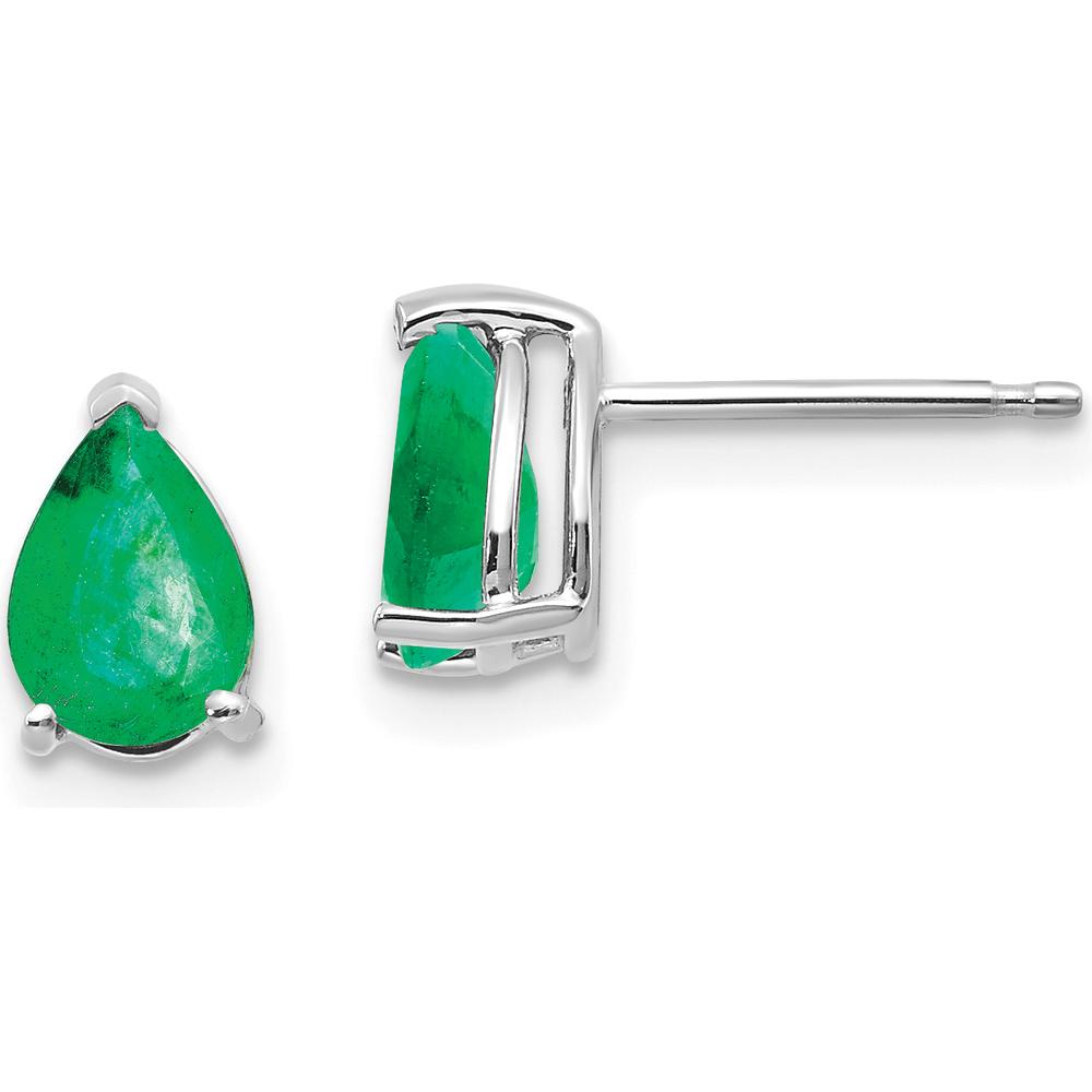 14K White Gold Stud Earrings with Pear-Shaped Emeralds - 0.7 Carat Total Emerald Weight by Monteluci Fine Jewelry