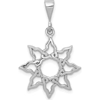 14K White Gold Sun Charm Pendant - Polished Finish with Rhodium Plating by Oro Pregiato