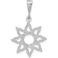 14K White Gold Sun Charm Pendant - Polished Finish with Rhodium Plating by Oro Pregiato