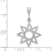14K White Gold Sun Charm Pendant - Polished Finish with Rhodium Plating by Oro Pregiato