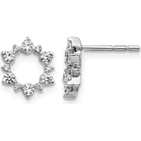 14K White Gold Sunburst Diamond Earrings with Round Diamonds - 0.033 Carats Total Diamond Weight by Monteluci Fine Jewelry