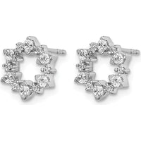 14K White Gold Sunburst Diamond Earrings with Round Diamonds - 0.033 Carats Total Diamond Weight by Monteluci Fine Jewelry