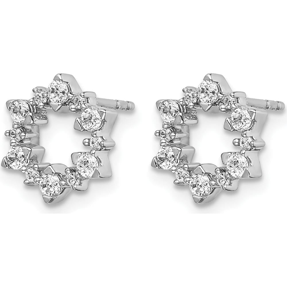 14K White Gold Sunburst Diamond Earrings with Round Diamonds - 0.033 Carats Total Diamond Weight by Monteluci Fine Jewelry