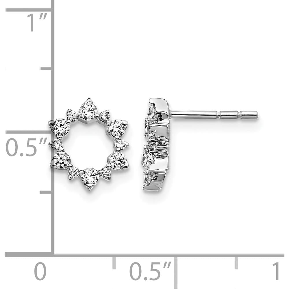 14K White Gold Sunburst Diamond Earrings with Round Diamonds - 0.033 Carats Total Diamond Weight by Monteluci Fine Jewelry