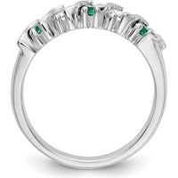14K White Gold Swirl Band with 0.31 Carat Total Round Emeralds and Diamonds by 0
