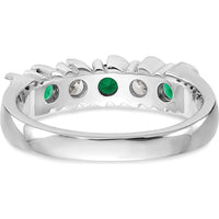 14K White Gold Swirl Band with 0.31 Carat Total Round Emeralds and Diamonds by 0