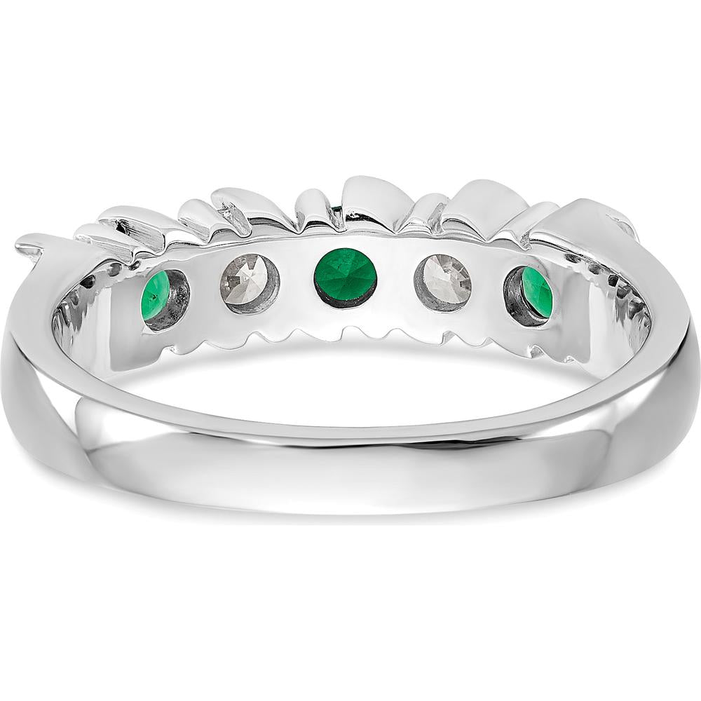 14K White Gold Swirl Band with 0.31 Carat Total Round Emeralds and Diamonds by 0
