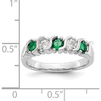 14K White Gold Swirl Band with 0.31 Carat Total Round Emeralds and Diamonds by 0