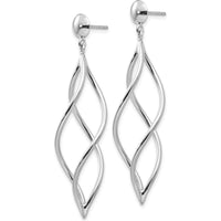 14K White Gold Swirl Dangle Earrings with Rhodium Plating - 51mm Length by Oro Pregiato
