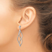 14K White Gold Swirl Dangle Earrings with Rhodium Plating - 51mm Length by Oro Pregiato