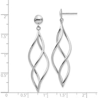14K White Gold Swirl Dangle Earrings with Rhodium Plating - 51mm Length by Oro Pregiato