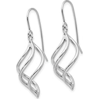 14K White Gold Swirl Dangle Earrings with Rhodium Plating by Oro Pregiato
