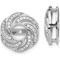 14K White Gold Swirl Diamond Jacket Earrings with Round Diamonds - 0.016 Carats Total Diamond Weight by Monteluci Fine Jewelry